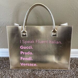 Fluent Italian Designers, Modern Vegan Leather Tote, Gold